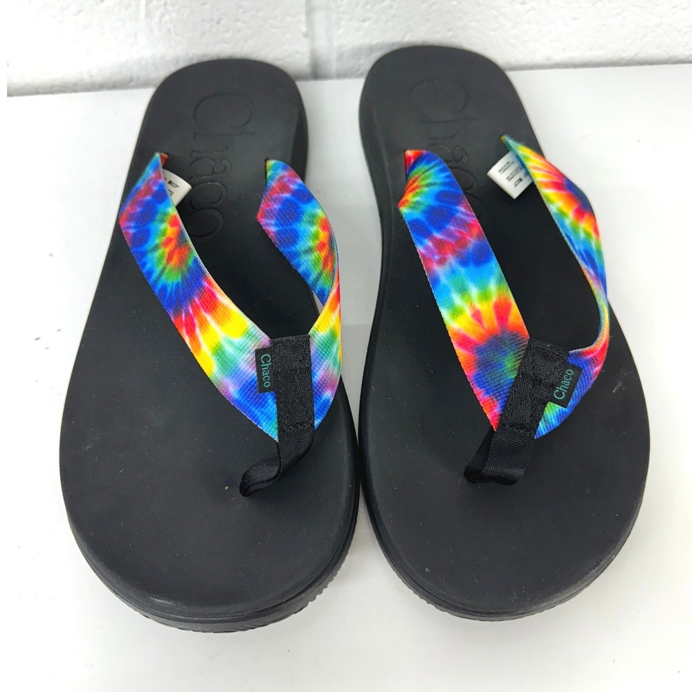 Chaco Chillos Flip‎ Flops Black Tie-Dye JCH108035 / Mens 12